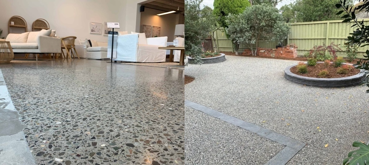 honed concrete vs exposed aggregate in Melbourne